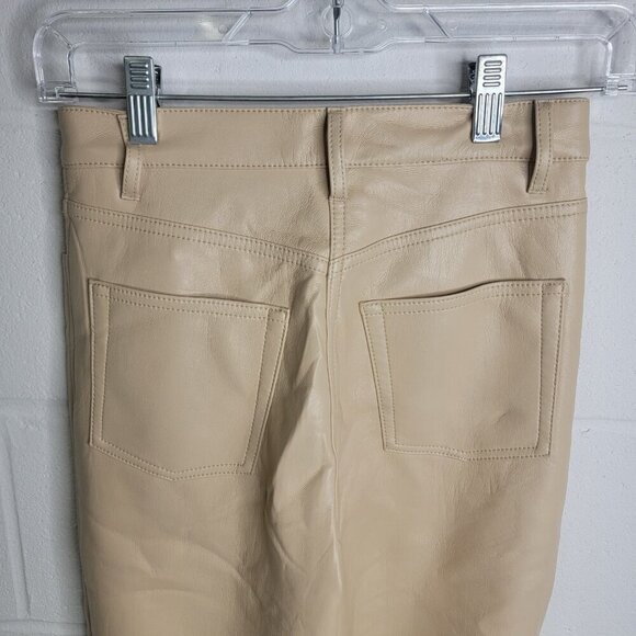 Aritzia Wilfred The Melina Ivory Beige Vegan Leather Straight Leg Pants Size 0 - Picture 4 of 11